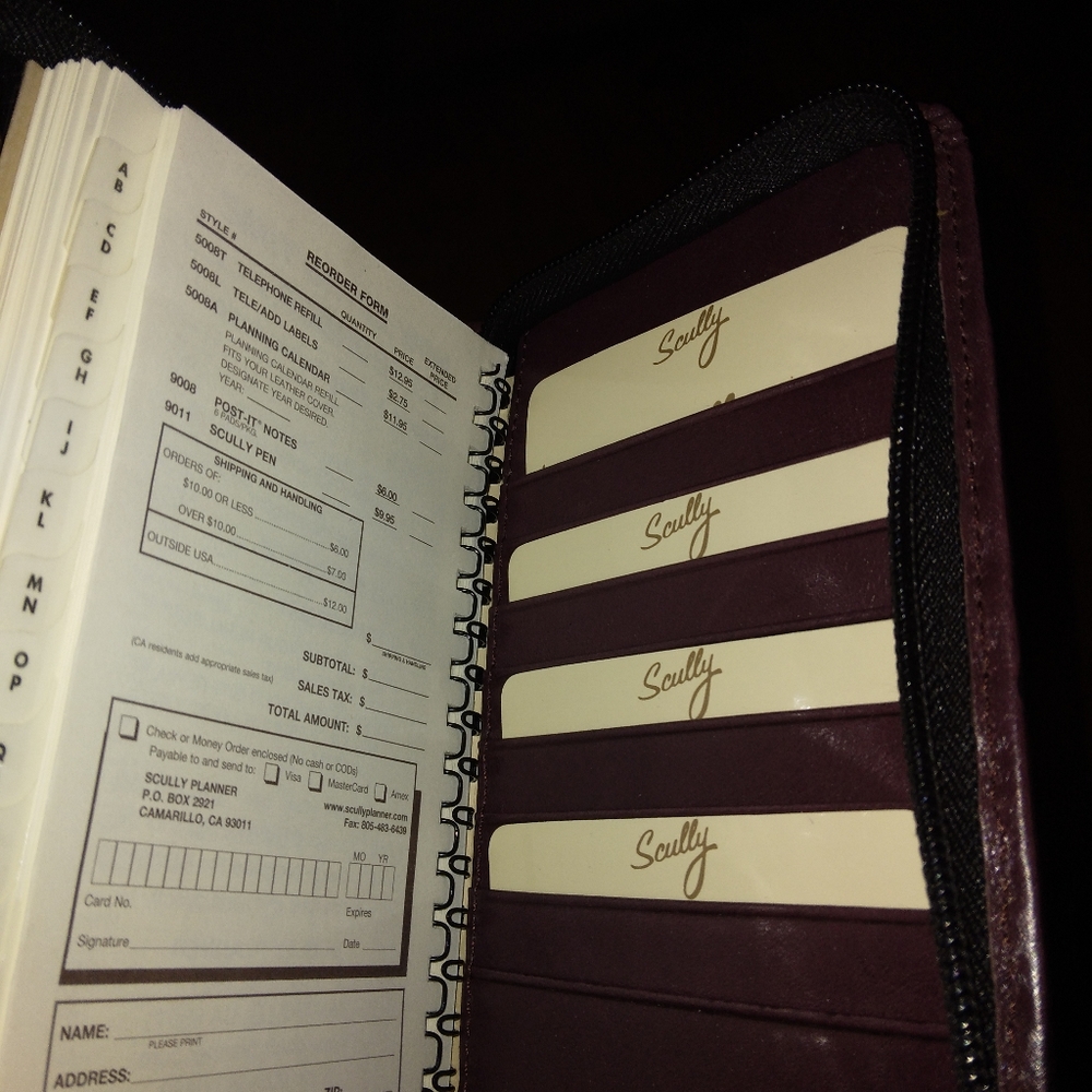 Scully leather monthly and weekly planner